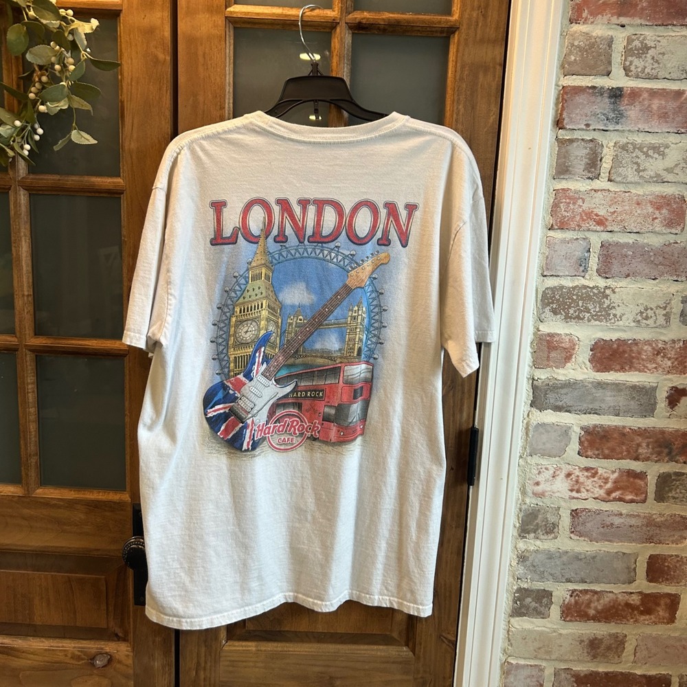 Hard Rock Cafe London Graphic Tee White Size XL T Shirt Cotton Music Guitar Band - Picture 2 of 5